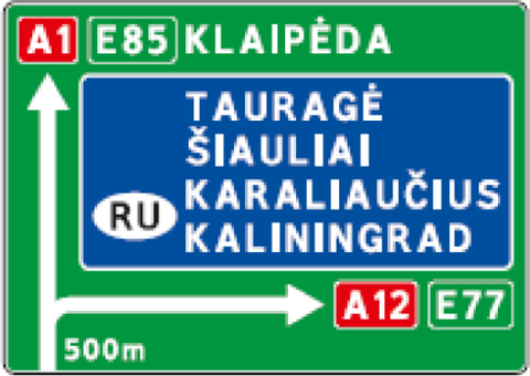Kelio ženklas 601 „Išankstinė krypčių rodyklė“