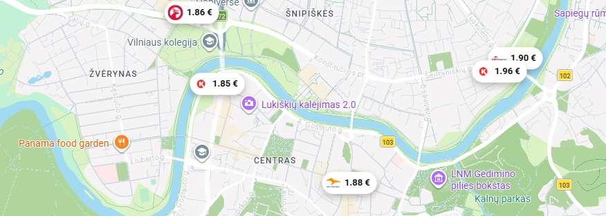 Degalinių žemėlapis