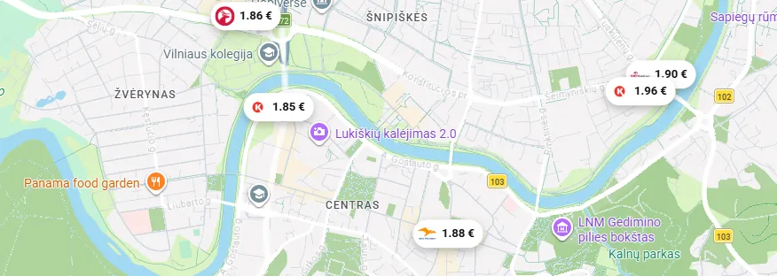 Degalinių žemėlapis